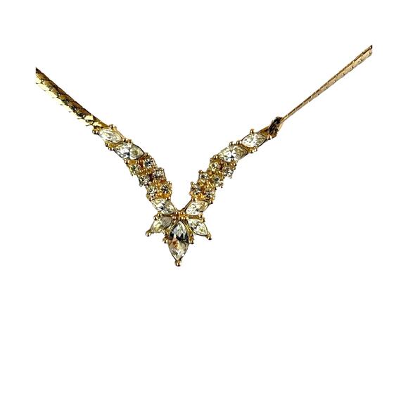 Authentic Christian Dior Archangel Necklace*Swarovski Crystals* Gold Herringbone - Picture 3 of 6